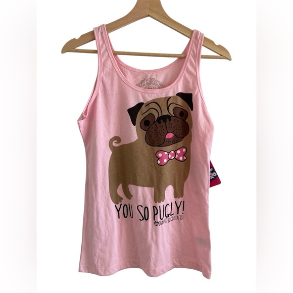 David & Goliath Tank Top You So Pugly Pug Dog USA Made Y2K Medium - Picture 1 of 7